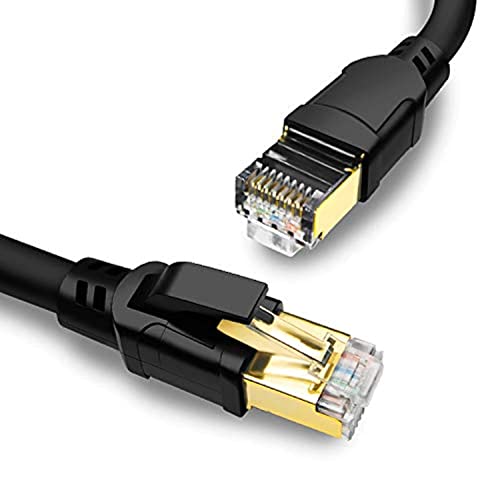 Yauhody Cat 8 Lan Kabel 1meter, Ethernet Kabel 40Gbps 2000MHz S/FTP Netzwerkkabel Gigabit Internet Kabel RJ45 Patchkabel 1m für Router, Modem, TV, PC, Switch, PS5, Laptop (Schwarz) von Yauhody