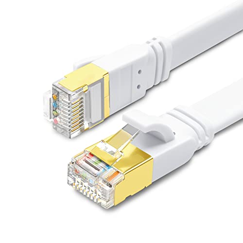 Yauhody Cat 8 Lan Kabel 2meter Ethernet Kabel Flach 40Gbps 2000MHz S/FTP Netzwerkkabel Shielded Gigabit Internet Kabel RJ45 Patch Cable für Router, Modem, TV, PC, Switch, PS5 (Weiß) von Yauhody