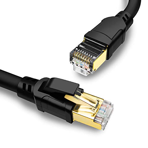 Yauhody Cat 8 Lan Kabel 3meter, Ethernet Kabel 40Gbps 2000MHz S/FTP Netzwerkkabel Gigabit Internet Kabel RJ45 Patchkabel für Router, Modem, TV, PC, Switch, PS5, Laptop (Schwarz 3m) von Yauhody