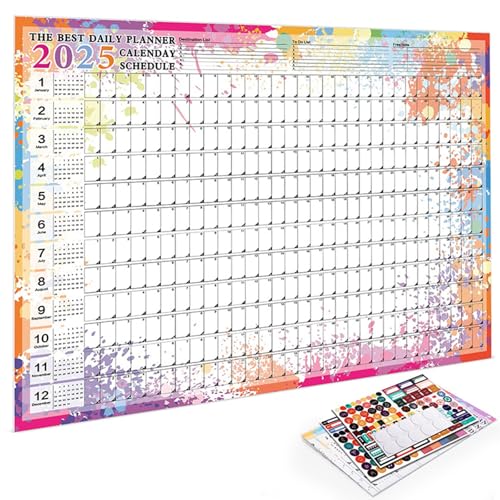 Yawdil 2025 Kalender Planer Blatt Große Wand Kalender zu tun Liste Jahres Planer Zielliste Zeitplan Organizer Bürobedarf von Yawdil