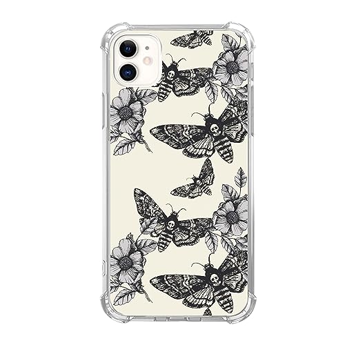 Schutzhülle für iPhone 12/iPhone 12 Pro, Motten-Motiv, Totenkopf-Motiv, Gothic-Hülle für Teenager, Damen, Herren, schlank, weich, flexibel, TPU-Gummi, kompatibel mit iPhone 12/iPhone 12 Pro Schutzhülle für iPhone 12/iPhone 12 Pro, Motten-Motiv, Totenkopf-Motiv, Gothic-Hülle für Teenager, Damen, Herren, schlank, weich, flexibel, TPU-Gummi, kompatibel mit iPhone 12/iPhone 12 Pro von Yawheg