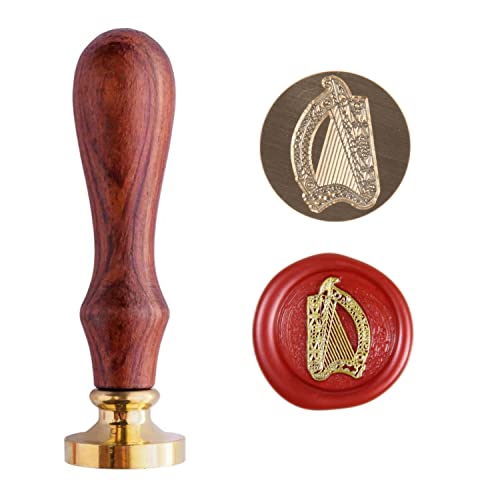 Irische Harfe Wachssiegel Stempel Keltische Harfe Vintage Solide Siegelwachs Stempel Traditionelle Irische Lyre Harfe Stempel SchoßHARFE Instrument Stempelkopf mit Rosenholzgriff von Ychostamp