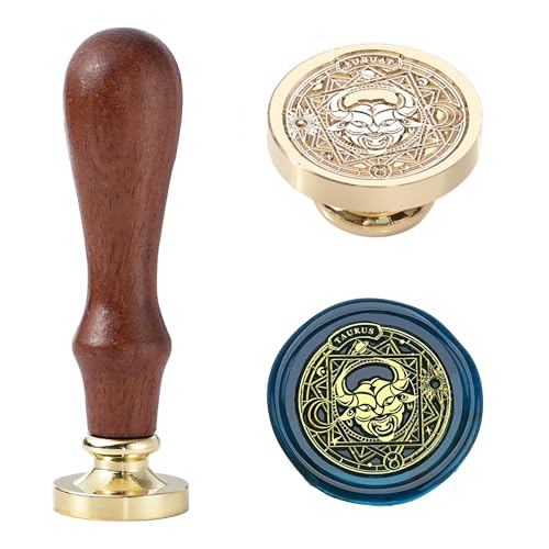 Sternzeichen-Wachssiegel-Stempel-Set, Stier, Siegelwachsstempel, 30 mm, Retro-Messing-Konstellationssiegel mit Griff, für Einladungen, Umschläge, Geburtstagsgeschenkkarten, Scrapbooking Sternzeichen-Wachssiegel-Stempel-Set, Stier, Siegelwachsstempel, 30 mm, Retro-Messing-Konstellationssiegel mit Griff, für Einladungen, Umschläge, Geburtstagsgeschenkkarten, Scrapbooking von Ychostamp