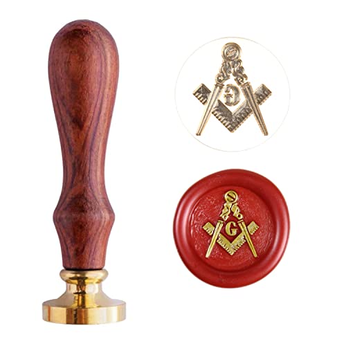 Traditioneller Freimaurer-Wachsstempel, quadratisch, Kompass, Freimaurer-Geschenk, Siegelwachs, Freimaurer-Schwert, Wachssiegel, 2,5 cm Durchmesser, massiver Messingkopf mit Griff von Ychostamp