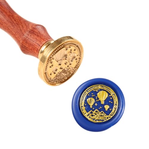 Wachs-Siegel-Stempel-Kit Ballon-Siegel-Wachs-Stempel, 30mm/1.18'' Vintage Wachs-Wickel-Siegel mit Heißluftballon, personalisierte Sternenhimmel Berg-Stempel-Muster von Ychostamp