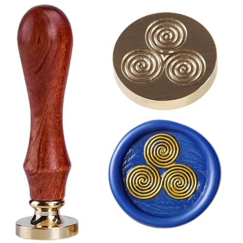 Wachssiegel-Stempel-Set, dreifache Spiral-Siegelwachs-Stempel, 30 mm, Retro-Eisstempel, abnehmbare Messingköpfe mit Holzgriff, für Umschläge, Einladungen, Hochzeitsdekoration, Geschenkkarten von Ychostamp