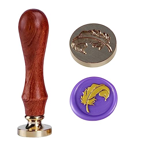 Ychostamp Stempel für Wachs Siegel Federn Schöne Feder Vintage Wachs Stempel 2,5 cm 1'' Wachs Siegel für Hochzeitseinladungen DIY Kinder Brief-Siegel von Ychostamp