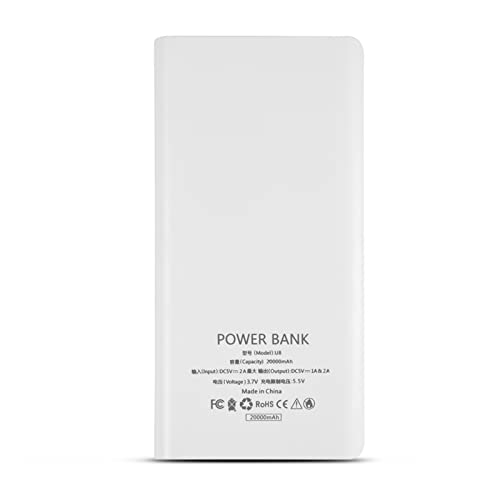 20000MAH Portable Power Bank mit Dual -USB- und Typ C Anschlüssen, LCD Display, USB Eingabe Ideal für Digitale Geräte, e (White) von Yctze