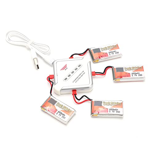 4PCS 3,7 V 650 MAh Wiederaufladbare Lipo-Akku mit JST-Stecker und 4-in- für RC-Fahrzeuge, Drohnen und Mehr 4PCS 3,7 V 650 MAh Wiederaufladbare Lipo-Akku mit JST-Stecker und 4-in- für RC-Fahrzeuge, Drohnen und Mehr von Yctze