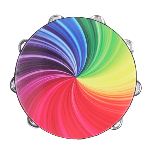 Buntes Handheld -Tambourin 0 i mit Doppelschichtglocken - Holz & Pet L für Musikspaß (Glänzend; 3x2,6 mm) von Yctze