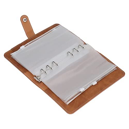Cash Binder A6 Tragbarer PU -Leder -Budget Binder mit 12 Klaren Reißverschlüssen und Beschreibbaren Etiketten für Einfache Organisation (BROWN) von Yctze