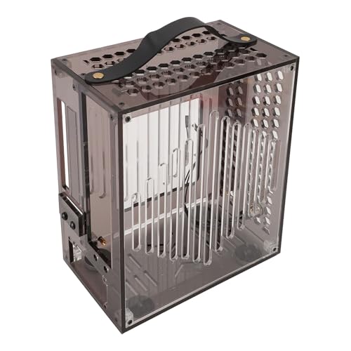 Yctze Compact ITX PC Case - Transparentes Acryldesign - Tragbarer DIY -Computerfall für Spiele mit 360 -Grad -Luftstrom (Transparent) (Black) von Yctze