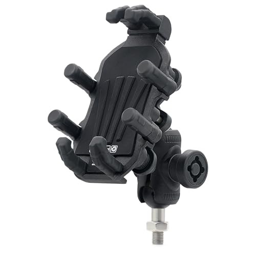 Motorrad-Telefonhalterhalter Motorradzellhalter mit Stoßdämpfer Anti-Schlupf-Silikondichtung 360 ° Verstellbares Drehung Anti-Diebstahl-Design (M10 Ball Kopfhalterung) von Yctze