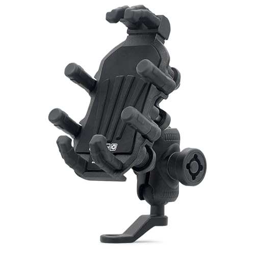 Motorrad-Telefonhalterhalter Motorradzellhalter mit Stoßdämpfer Anti-Schlupf-Silikondichtung 360 ° Verstellbares Drehung Anti-Diebstahl-Design (Rückspiegelhalterung) von Yctze