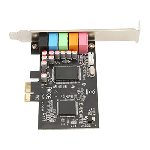 PCIE 5. Soundkarte – 6-Kanal-Surround-Sound-Wiedergabe und -, Interne 24-Bit-48-kHz-Soundkarte für PC, Hochwertiges Computerzubehör, PCI Expr.-Anschluss von Yctze
