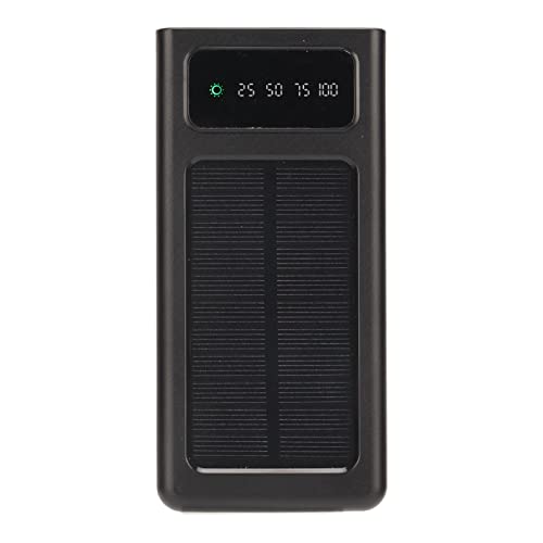Tragbare Solar-Powerbank, 20000-mAh-Powerbank, Eingebaute Kabel und Taschenlampe, 2-Ausgangs-LED-Display, Telefonakku, Kompatibel mit Mobiltelefonen, Tablet-Smartwatches (Schwarz) von Yctze
