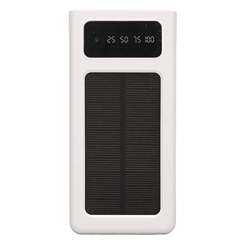 Tragbare Solar-Powerbank, 20000-mAh-Powerbank, Eingebaute Kabel und Taschenlampe, 2-Ausgangs-LED-Display, Telefonakku, Kompatibel mit Mobiltelefonen, Tablet-Smartwatches (Weiß) von Yctze