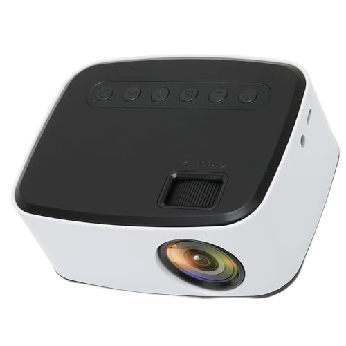 Tragbarer -Projektor von Yctze in Schwarzweiß – 1080P HD Outdoor-Heimkino-Projektor, Kompatibel mit Smartphone, Tablet, Laptop und TV-Stick (EU-Stecker 100-240 V) von Yctze