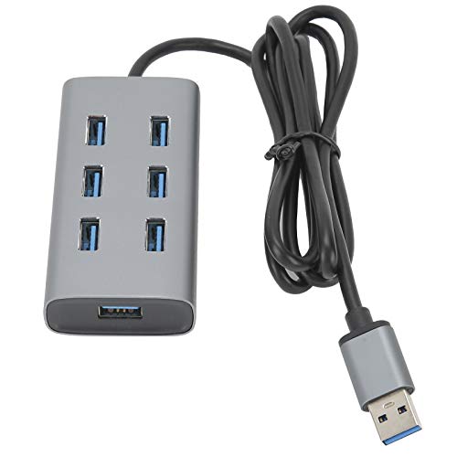 USB 3.0 Hub 7 Ports A – 5 Gbit/s Tragbare USB-Dockingstation aus Aluminium für PC und Laptop – USB-Hub-Station für Mehrere Geräte – Hochgeschwindigkeits-USB-Hub mit 7 Ports von Yctze