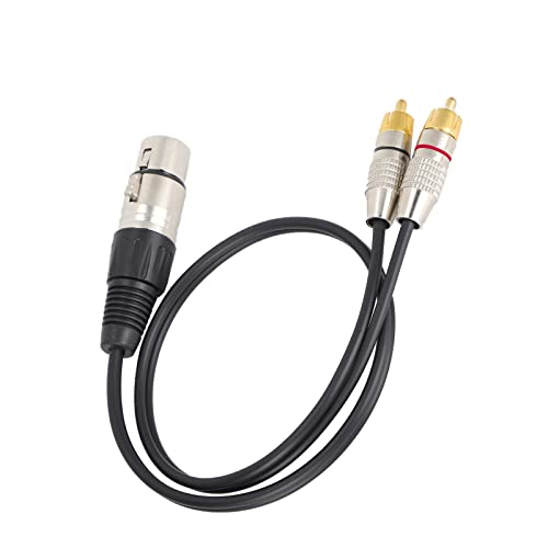 Yctze 1 XLR-Buchse auf 2 Cinch-Stecker, Audiokabel, Verbindungsleitung, Patchkabel-Adapter, Y-Splitter-Patchkabel für Heimkino-Audiogeräte, Flexible PVC-Hülle(3m) von Yctze