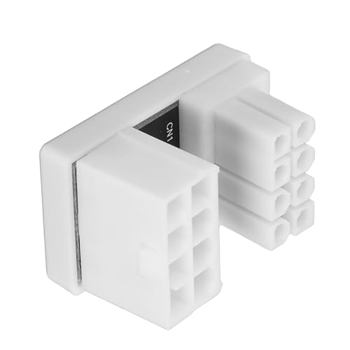Yctze 8-poliger Stecker, GPU-PCIe-Anschluss, 8-polige Buchse auf Stecker, 180-Grad-Winkel, PCIe-90-Grad-Adapter, RVS-Typ ABS-Gehäuse, Grafikkarten-Stromanschluss für Desktop (White) von Yctze