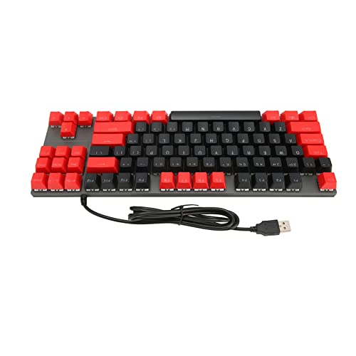 Yctze 87 -Key -Kabel -Hanical -Tastatur mit RGB -Beleuchtung und OMIC -Design - für Spiele und Bürogebrauch (Kabelgebunden Schwarz Rot) von Yctze