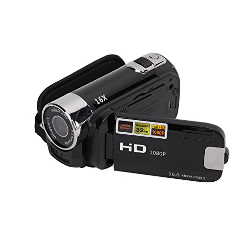 Yctze Digitale Camcorder, Handheld-Full-HD-1080P-2,7-Zoll-Farbbildschirm-16-MP-Videokamera-Camcorder für Geschenke (Black) von Yctze