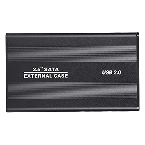 Yctze Externes 2,5-Zoll-SATA-zu-USB-2.0-Festplattengehäuse, Aluminiumgehäuse mit LED-Anzeige, Festplattenbox, Bis zu 480 Mbit/s Übertragungsrate (Schwarz) von Yctze