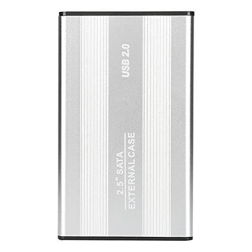 Yctze Externes 2,5-Zoll-SATA-zu-USB-2.0-Festplattengehäuse, Aluminiumgehäuse mit LED-Anzeige, Festplattenbox, Bis zu 480 Mbit/s Übertragungsrate (Silber) von Yctze