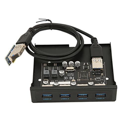 Yctze Frontpanel-PCIE-zu-USB-3.0-Hub mit 4 Ports, 3,5 Zoll, PC-Frontpanel, Interner Kartenleser, PCIE-USB-Adapter mit 4 X USB3.0-Ausgangsport für Computergehäuse, Frontschacht mit Port von Yctze