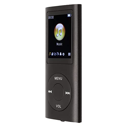 Yctze MP3/MP4-Player, Tragbarer Musikplayer mit Kopfhörer, 1,8-Zoll-HD-Bildschirm, Unterstützt Bis zu 64 GB Speicherkarte, 8 Stunden Spielzeit, Superleichtes Metallgehäuse(Schwarz) von Yctze