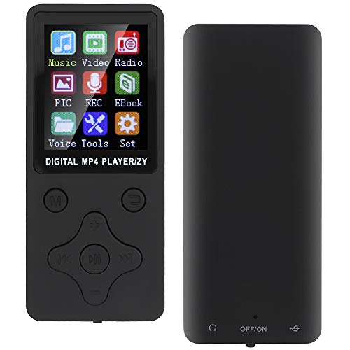 Yctze MP3-MP4-Player, Bluetooth 4.2-Musikplayer mit 1,8-Zoll-Bildschirm, Tragbarer MP3-Player, Unterstützt 32-G-Speicherkarte, 4 Bis 6 Stunden Spielzeit, Unterstützt Radio, Aufnahme, Video,(Schwarz) von Yctze