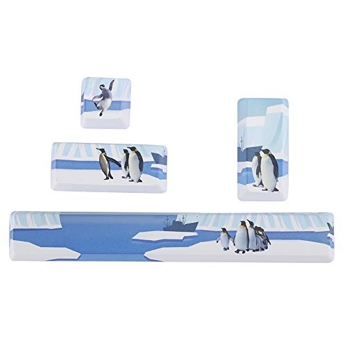 Yctze Mini Keycaps, Penguins Pattern Keycaps Kit, Leertaste + ESC + Enter + Numpad Enter Key Cap, fünfseitig gefärbte Kaugummi Keycaps für mechanische Tastatur(Pinguinmuster) von Yctze