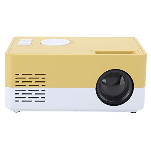 Yctze Mini-Projektor, Mini tragbarer Projektor LED Heimkino Video Media Player Projektor mit Rack, unterstützt 23 mehrsprachige, 24-60 Zoll einstellbare, 100-240 V.(Weiß Gelb) von Yctze