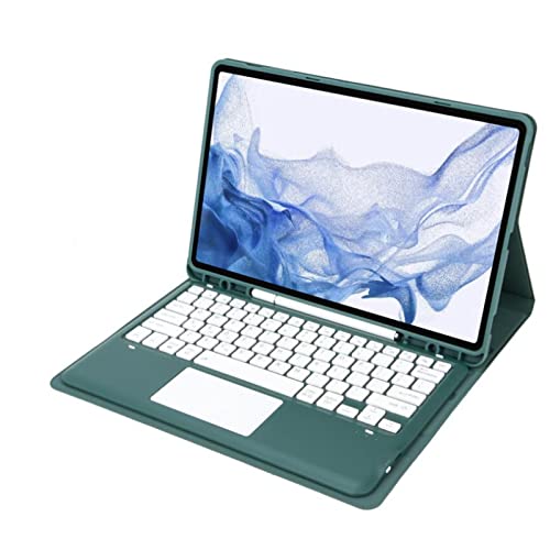Yctze Tablet-Hülle mit Abnehmbarer Tastatur, Schutzhülle mit S-Pen-Steckplatz, PU-Leder-Standabdeckung für Galaxy Tab S8Plus 2022 S7 FE 2021 S7Plus 2020(Mit Touchpad) von Yctze