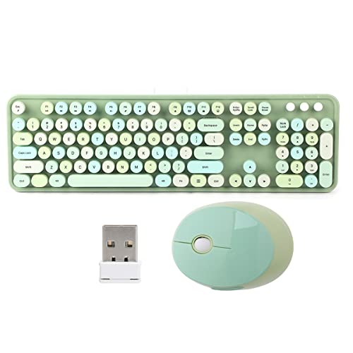 Yctze Tastatur, Nettes 2,4-GHz-Kabelloses Tastatur- und Mausset für Büro-Desktop-Computer (grüne Mischfarbe) von Yctze