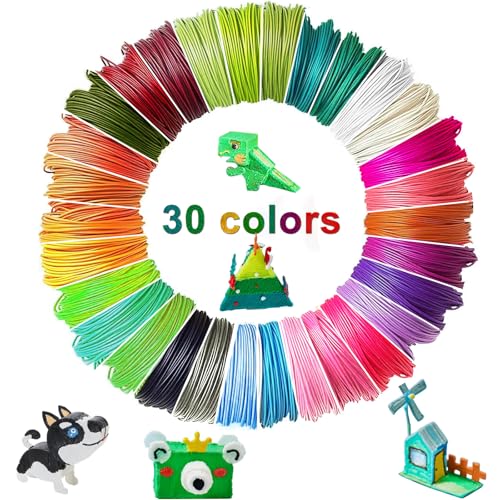 YeaHapiday 3D Stift Filament PLA, 30 Farben 3D Druck Filament 1,75mm, je 5 M | 3d Stift Nachfüllpacks Farben Set,3D Stiftminen für MYNT3D, SCRIB3D, Dikale, KreativKids (3D Stift nicht Enthalten) von YeaHapiday