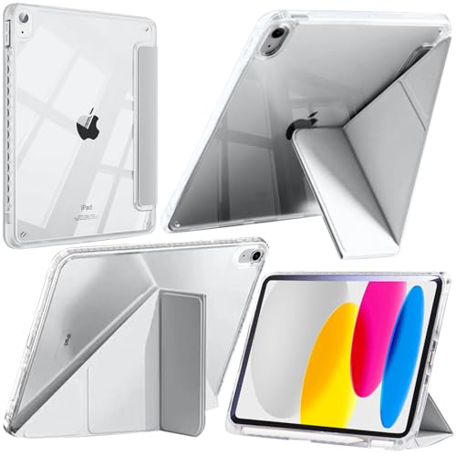 YeaQuelior Hülle für iPad (A16) 11./10. Generation (2025/2022) mit Stifthalter, Schutzhülle mit Klare Transparenter Rückseite, Auto Schlafen/Wachen (Grau) von YeaQuelior