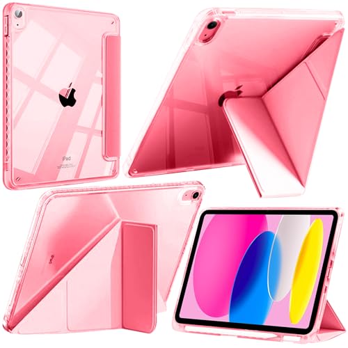 YeaQuelior Hülle für iPad (A16) 11./10. Generation (2025/2022) mit Stifthalter, Schutzhülle mit Klare Transparenter Rückseite, Auto Schlafen/Wachen (Wassermelone Rot) von YeaQuelior