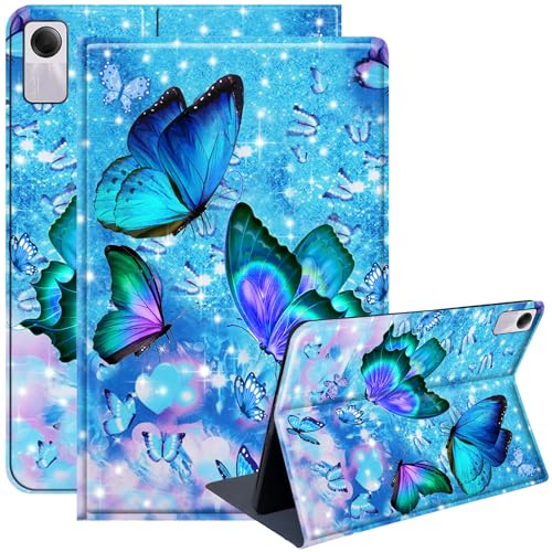 Yearn MALL Folio Slim Case Kompatibel mit Xiaomi Redmi Pad SE 11 Zoll 2023 Ständer Cover Auto Wake/Sleep Funktion für Redmi Pad SE, Blau Schmetterlingen von YeaQuelior