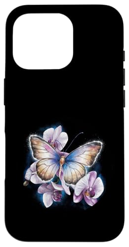 Glitzernder Schmetterling mit Orchidee Hülle für iPhone 16 Pro von !!!Yeah Schmetterling Designz