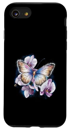 Glitzernder Schmetterling mit Orchidee Hülle für iPhone SE (2020) / 7 / 8 von !!!Yeah Schmetterling Designz
