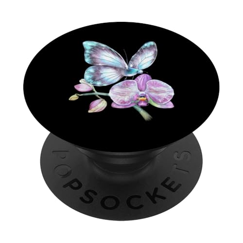 Glitzernder Schmetterling mit Orchidee PopSockets Klebender PopGrip Glitzernder Schmetterling mit Orchidee PopSockets Klebender PopGrip von !!!Yeah Schmetterling Designz