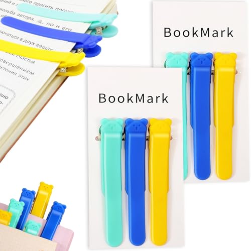 6 Stück Silikon Lesezeichen,Automatische Lesezeichen,Cartoon Silikon Lesezeichen Bear,Silikon Bookmark,Lesezeichen Kinder,Lesezeichen Papier,Lesezubehör,Clip Lesezeichen,Automatic bookmark von YeahBoom