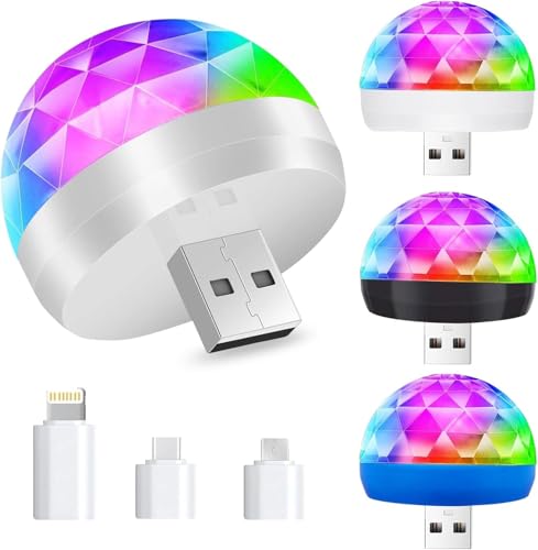 USB Mini Disco Ball Licht,3 Stück DJ Ball USB Party Blitzlicht,RGB Mini Discolicht mit 3 Adapter,Mini Musikgesteuert Partylicht,Mini Discokugel,Stimmungslicht Party Deko für Geburtstagsparty USB Mini Disco Ball Licht,3 Stück DJ Ball USB Party Blitzlicht,RGB Mini Discolicht mit 3 Adapter,Mini Musikgesteuert Partylicht,Mini Discokugel,Stimmungslicht Party Deko für Geburtstagsparty von YeahBoom