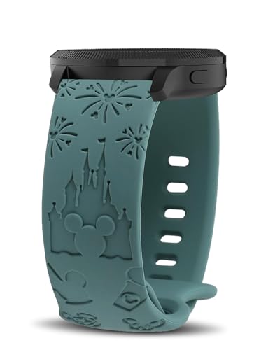 YealRed 20mm Cartoon Gravierte Armband Kompatibel mit Garmin Vivoactive 6 / Forerunner 165 / Vivoactive 5, Damen Niedliches Silikon Uhrenarmband für Garmin vivomove Venu Sq 2/ Sport (Grün) von YealRed