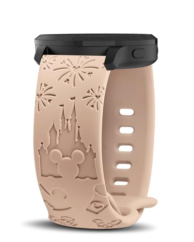 YealRed 20mm Cartoon Gravierte Armband Kompatibel mit Garmin Vivoactive 6 / Forerunner 165 / Vivoactive 5, Damen Niedliches Silikon Uhrenarmband für Garmin vivomove Venu Sq 2/ Sport (Kühles Braun) von YealRed