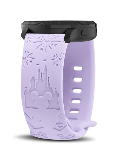 YealRed 20mm Cartoon Gravierte Armband Kompatibel mit Garmin Vivoactive 6 / Forerunner 165 / Vivoactive 5, Damen Niedliches Silikon Uhrenarmband für Garmin vivomove Venu Sq 2/ Sport (Lila) von YealRed