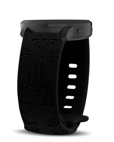 YealRed 20mm Cartoon Gravierte Armband Kompatibel mit Garmin Vivoactive 6 / Forerunner 165 / Vivoactive 5, Damen Niedliches Silikon Uhrenarmband für Garmin vivomove Venu Sq 2/ Sport (Schwarz) von YealRed