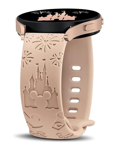 YealRed 20mm Cartoon Gravierte Armband Kompatibel mit Samsung Galaxy Watch FE/ 7/6/ 5/4, Damen Niedliches Anime Silikon Uhrenarmband für Galaxy Watch 6 Classic/ 5 Pro 45mm/ 4 Classic (Kühles Braun) von YealRed